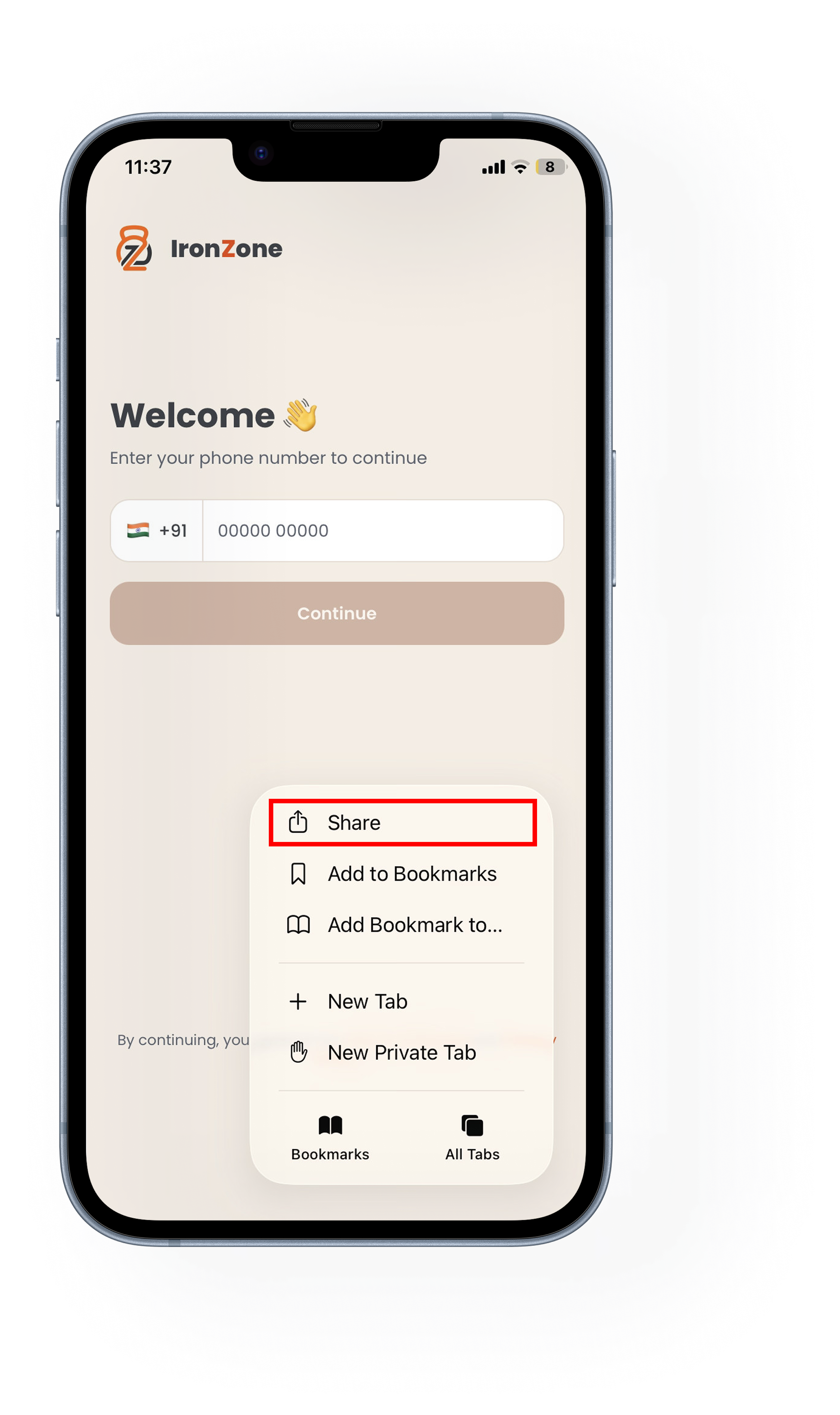 Step 2 - Tap Share